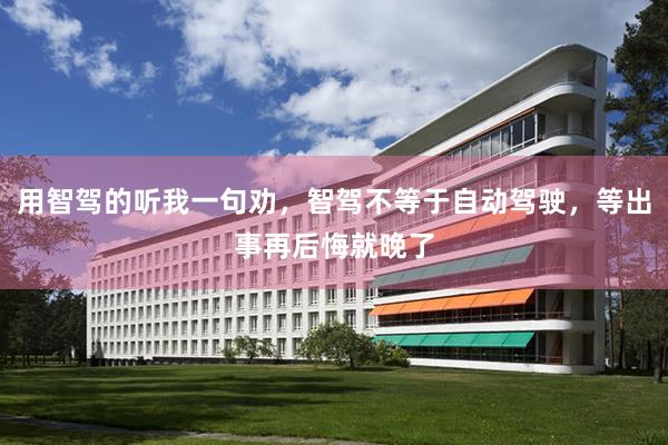 用智驾的听我一句劝，智驾不等于自动驾驶，等出事再后悔就晚了