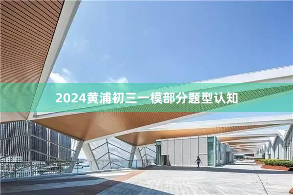 2024黄浦初三一模部分题型认知