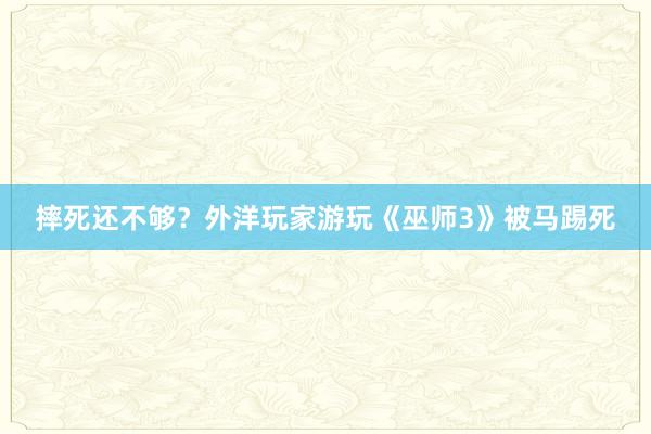 摔死还不够？外洋玩家游玩《巫师3》被马踢死